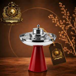 Skies Traders Quemador de Incienso de Acero Inoxidable con Base Roja Brillante para Oud, Bakhoor y Mabkhara, Calentadores de Alimentos y Cazuelas Premium al por Mayor - Product Image 1