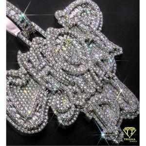 Collier pendentif personnalisé Trisha Jewels « Jay » en moissanite, plaqué or 18 carats, style hip-hop, argent, certifié GIA, cadeau personnalisé - Product Image 4