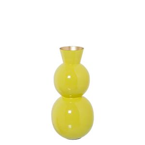 Vase en verre jaune de luxe en forme de gourde |   Vase à bulles décoratif artisanal |   Vase décoratif d'intérieur haut de gamme, vase en métal fait main - Product Image 1