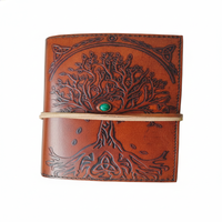 Carnet de collection en cuir marron gaufré motif Arbre de Vie, fait main, design celtique, journal vintage, carnet de voyage, livre d'écriture, travail de pierre