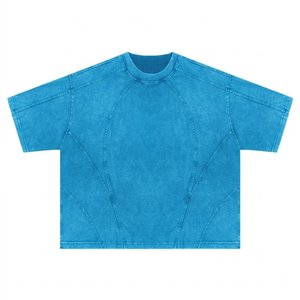 Camisetas Oversize de Algodón Pesado con Hombros Caídos y Lavado Ácido para Hombre, Estilo Urbano, con Logo Personalizado, Cuello Redondo, Venta al por Mayor - Product Image 1
