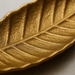 Leaf Shaped Metal <b>Decorative</b> <b>Plate</b> Handmade Modern Plant Pattern Gold Finish - Product Image 5