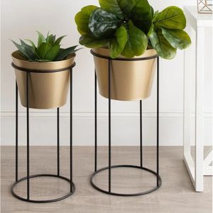 Decorative Iron Metal Planter With Stand Strong Stylish Flower <b>Pot</b> Holder For Indoor Outdoor Residential Spaces - Product Image 6