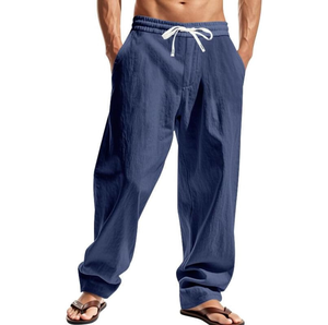 Pantalon en coton pour homme de haute qualité, écologique, léger, respirant, séchage rapide, fermeture à cordon, coupe slim droite, confortable - Product Image 1