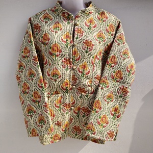 Keshav Handicrafts – Cardigan d'hiver réversible matelassé en coton tissé fait main pour femme, coupe-vent, col mandarin - Product Image 6