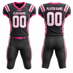 T-shirt de football américain pour femme Minnesota noir et rose, imprimé par transfert thermique, col en V sur le devant, manches courtes, anti-humidité, 100 % polyester - Product Image 1