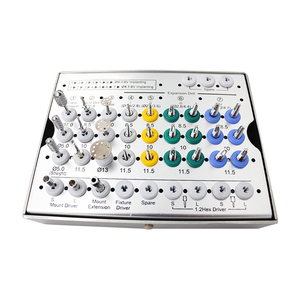 Kit chirurgical pour implants dentaires avec jeu de forets codés par couleur, clé dynamométrique à cliquet, forets osseux et outils de placement d'implants - Product Image 6