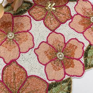 Handmade Embroidered Fabric Table <b>Runner</b> Rectangle <b>Green</b> Leaf Design Luxury Eco-Friendly Lightweight Durable Decorative Mat - Product Image 5