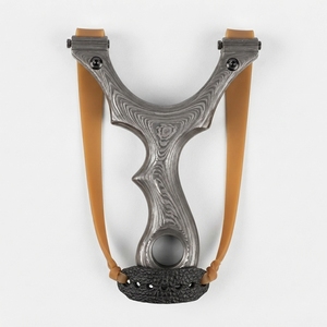 Damascus Steel Slingshot Hand Forged Decorative Display Item Traditional Style Pattern Steel Collector Home Showcase - Product Image 5