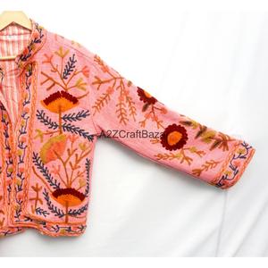 Chaqueta de Algodón para Mujer, Bordada a Mano con Flores Coloridas, Abertura Frontal, Ecológica, de Secado Rápido, Transpirable, Cuello en V, Estilo Chic - Product Image 3