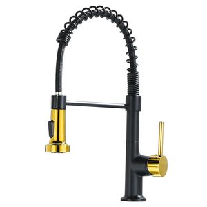 Rubinetto da Cucina Commerciale Monocomando Nero e Oro con Doccetta Estraibile per Lavello - Product Image 3