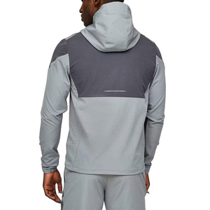 Ensemble de survêtement sportif pour homme, gris, avec blocs de couleur, manches longues, fermeture éclair à capuche, séchage rapide, polyester et coton, coupe classique, automne - Product Image 3