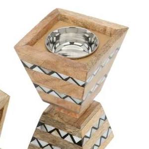 Bone Inlay Mango Wood Incense Burner Set Bulk Hourglass Bakhoor Censer with Matching Storage <b>Box</b> and <b>Large</b> Handled Serving Tray - Product Image 4