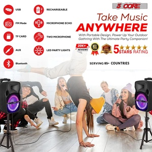 5 Core Party Speaker <b>Bluetooth</b> 250W Big Powered Rechargeable Outdoor PA DJ System w 2 Wireless Mics - Product Image 4