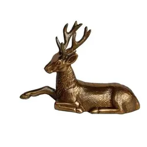 Deer Estátua & Escultura Deitado Alce Estatueta Art Rena Home Decor para Mesa Cabin Lodge Cabine Do Vinho sentado Estilo Deer Handmade