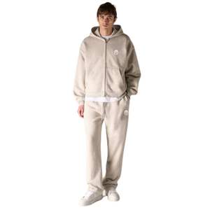 Conjunto Casual de Sudadera con Capucha y Pantalones Deportivos para Hombre, en Algodón Suave, Color Beige, Ropa Deportiva de Moda - Product Image 6