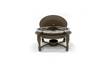 Chauffe-plat rond en métal de luxe moderne, isolé, avec poignée en bois durable, pour cuisinière à gaz et à induction - Product Image 2