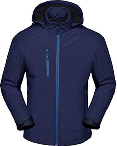 Veste Softshell à Capuche Imperméable et Respirante à Col Montant Enduit pour Homme, Séchage Rapide, en Tissu Polyester/Spandex, Style Streetwear - Product Image 3