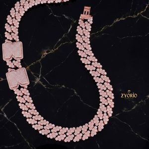 Luxury Rose Gold Cluster Diamond <b>Chain</b> Necklace for Men Women Iced Out CZ Stone Statement Hip Hop Jewelry - Product Image 5