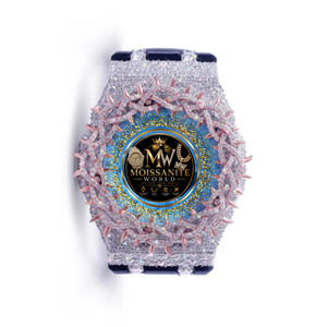 MOISSANITE WORLD Luxury Iced Out Moissanite Quartz <b>Watch</b> Diamond Silicone Band Unisex - Product Image 1