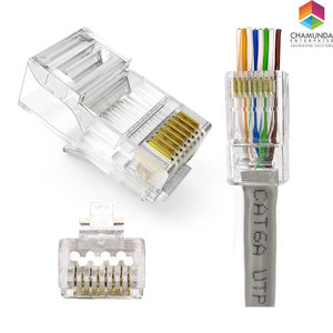 ขั้วต่อโมดูลาร์ RJ45ชุบทอง8P8C ปลั๊ก Cat6/Cat6A สำหรับสายเคเบิลอีเธอร์เน็ตคุณภาพสูง - Product Image 2