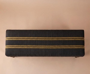 Farmhouse Black Upholstered <b>Wooden</b> Bench <b>Wool</b> Jute Handmade Bedroom End of Bed Entryway Ottoman Rustic Accent Seating Bench - Product Image 6