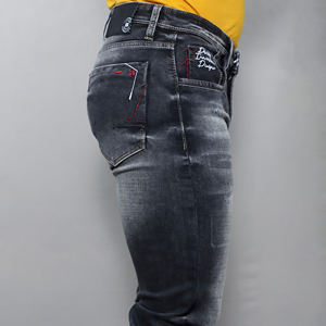 Jeans Negros Elásticos de Cintura Media para Hombre, Marca Gex, al por Mayor - Product Image 3