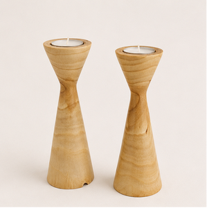 Handcrafted Minimalist Wooden Candle Holder Set Scandinavian Style Solid Wood Candlestick For Taper & Tealight Candles On Sale - Product Image 5