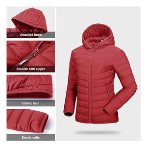 Veste matelassée légère et pliable pour femme avec capuche, fermeture éclair intégrale, manteau d'hiver chaud et isolé, décontracté, pour l'extérieur, par temps froid - Product Image 4