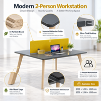 Poste de travail compact pour 2 personnes avec panneau de séparation pour bureau de petite entreprise