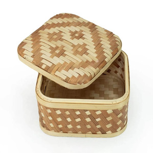 Square bamboo chocolate <b>boxes</b> hand-made lidded basket packaging to hold pastry <b>cheap</b> cost storage box - Product Image 1