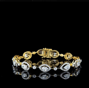 Luxury Pear Cut Lab Grown Diamond Tennis Bracelet in Yellow Gold Elegant <b>Fine</b> Diamond Jewelry - Product Image 1