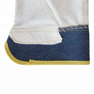 Rigger Cow Grain Leather Palm Heavy Duty Safety Work <b>Glove</b> with Denim Back Rubberized Cuff Heat Resistant & Waterproof - Product Image 5