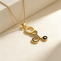 Collier en cuivre QIKU au design créatif de stéthoscope, pendentif goutte d'huile noir/blanc, bijoux pour femmes, accessoires de médecin, cadeau polyvalent