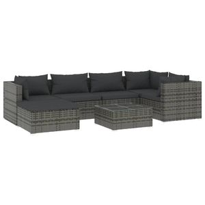 7-Piece Poly Rattan Gray Patio Lounge Set with <b>Comfortable</b> Cushions - Product Image 2