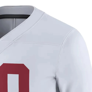 Maillot de football blanc personnalisé pour homme, col en V, maille respirante, impression par sublimation, nom d'équipe personnalisable, extensible dans quatre directions - Product Image 3