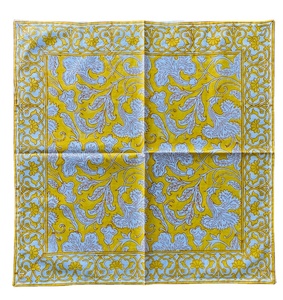 Ensemble de serviettes en coton fleuri jaune imprimé bloc de main de luxe avec motif moghol pour décor de Table à manger tendance 2025 - Product Image 3