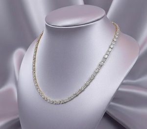 Luxury Women's 18K Gold Filled Moissanite <b>Choker</b> Necklace Round Brilliant Cut Channel Setting Wedding Jewelry - Product Image 3