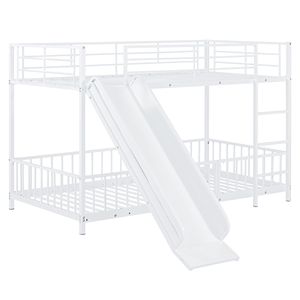Lit superposé en métal blanc pour enfants, taille double, avec glissière et barrières de sécurité - Product Image 5