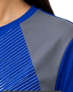 Customized Women Royal Blue And Grey Quick Dry Sports T Shirt Breathable Running Gym Workout Athletic Activewear Tee <b>Top</b> - Product Image 6