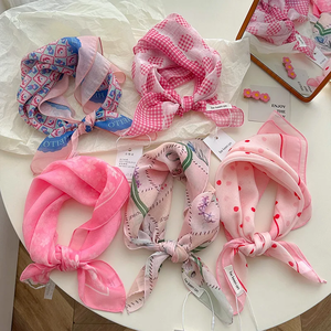 Women's <b>Silk</b> <b>Scarf</b> Fresh Breathable Soft Artistic Decorative Small <b>Silk</b> <b>Scarf</b> Versatile Floral Cotton Linen <b>Square</b> <b>Scarf</b> - Product Image 2
