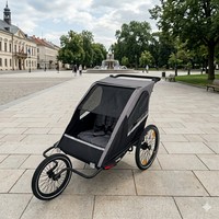 Remolque de Bicicleta para Bebés Gemelos 3 en 1 TC-2024T, Plegable, con Cinturón de Seguridad, Carrito y Correpasillos con Marco de Aluminio para Aventuras al Aire Libre