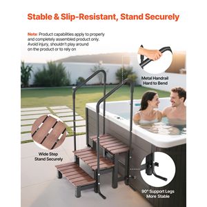 Échelle de piscine hors sol/gonflable robuste de 25,2 pouces de large, 550, 3 marches, pour spa, escalier extérieur, main courante pour jacuzzi - Product Image 3