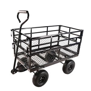 Carrello da Giardino Nero a Doppia Recinzione per Facile Trasporto di Legna da Ardere - Product Image 4