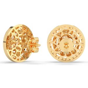 Boucles d'oreilles clous REYES de luxe en or massif 14 carats avec diamant CVD de laboratoire taille brillant rond de 2,2 carats et fermoir à vis - Product Image 4
