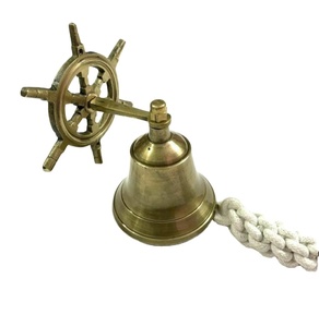 Volant en laiton massif navire cloche corde décoration murale décor de plage coustmized laiton suspendu cloche de navire - Product Image 1