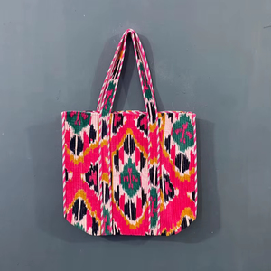 Sac fourre-tout matelassé en coton couleur unie motif paon, avec longues poignées, pour le quotidien, le shopping, les voyages, la plage, fermeture éclair, commandes en gros - Product Image 1