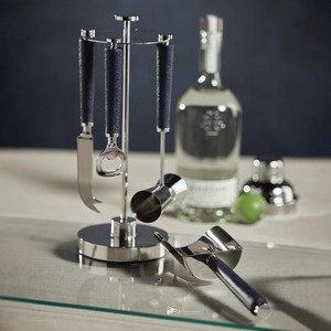Juego de herramientas de barra de acero inoxidable con mango azul para coctelería profesional, bares domésticos, fiestas y servicio de bebidas de lujo desde India. - Product Image 4