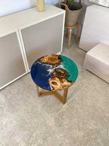 Luxury Round Hardwood <b>Epoxy</b> Resin River <b>Table</b> Custom Live Edge Dining Furniture Handmade Designer Wood <b>Table</b> - Product Image 3