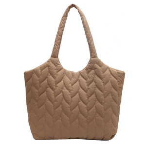 2026 Trendy Nylon Puffer Tote <b>Bag</b> for Women <b>Large</b> Quilted Shoulder <b>Bag</b> Zipper Closure Embroidery All Seasons Work Travel Tote - Product Image 1